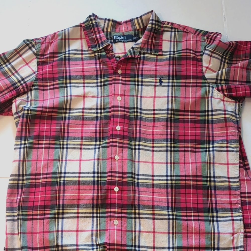 Vintage Ralph Lauren Short Sleeve Button Front Shirt. Size XL